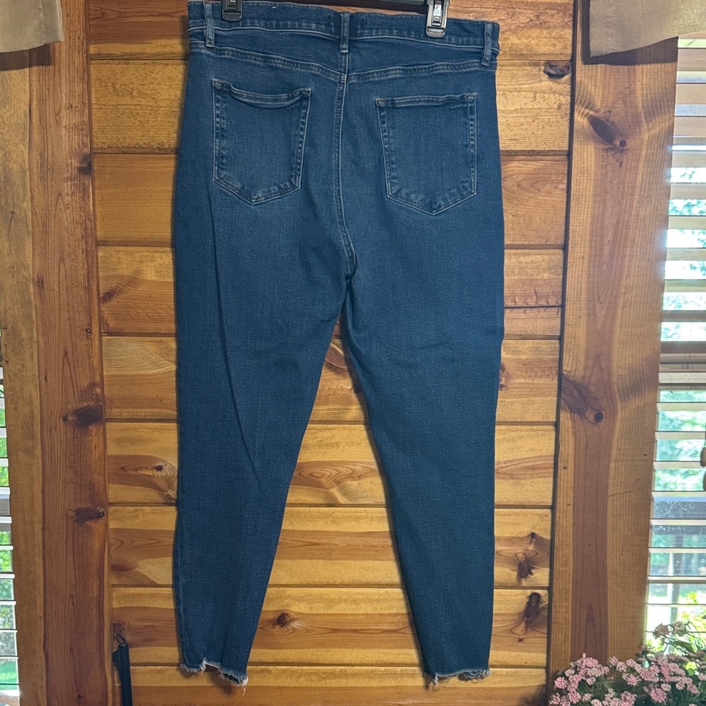 LOFT High Rise Button-Up Blue Jeans - Picture 4 of 4